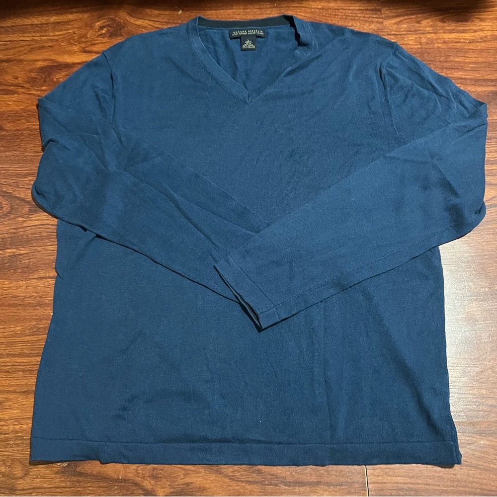 Banana Republic Silk Blend Sweater Blue Mens Large V neck